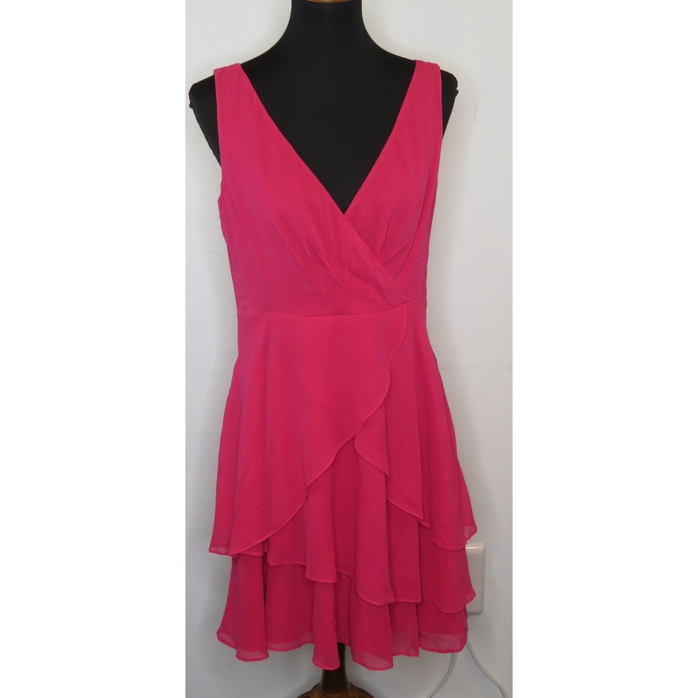 Ann Taylor Pink Sleeveless Shift Dress 10P Petite Silk NWOT Flutter Wrap Party